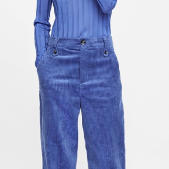 Zara High-Waist Wide-Leg Velveteen Corduroys - Picture 2 of 9